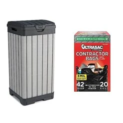 Keter Rockford Resin 38 Gallon Trash Can With Lid And Drip Tray For Easy Cleaning - Perfect For Patios, Kitchens, And Outdoor Entertaining -Songmics Furniture Shop 41QIZrxbfaL