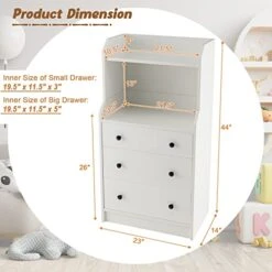 GOFLAME 3-Drawer Dresser With Shelf, 44” H Modern Storage Organizer With Anti-Tilting Design, Utility Storage Dresser, Chest Of Drawers For Living Room, Bedroom, Closet, Entryway, White -Songmics Furniture Shop 41QKC46nlvL