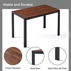 NORDICANA 5-Piece Dining Table Set, 47 In Modern Walnut Color Rectangle Kitchen Table & 4 Navy Blue Velvet Upholstery Side Chairs, Solid Metal Legs, Dining Room Set For 4 -Songmics Furniture Shop 41QKwcYlIVL