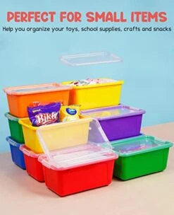 GAMENOTE Multicolor Storage Bins With Lids - 5 Qt 12 Pack Small Cubby Bins Stackable Plastic Containers For Classroom Book Bin Toy Organizers (12× 7.2 × 5.1 Inches) 7 GAMENOTE Multicolor Storage Bins With Lids - 5 Qt 12 Pack Small Cubby Bins Stackable Plastic Containers For Classroom Book Bin Toy Organizers (12× 7.2 × 5.1 Inches) -Songmics Furniture Shop 41QMqKJKXVL