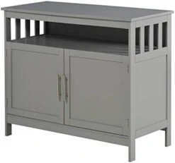 HOMCOM Sideboard Buffet Cabinet, Modern Kitchen Cabinet, Coffee Bar Cabinet With 2-Level Shelf And Open Compartment, Black -Songmics Furniture Shop 41QQbWZjGvL. AC