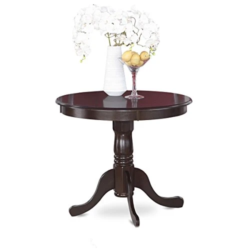 East West Furniture Wooden Dining Table Set- 4 Great Dining Room Chairs - A Lovely Round Dining Table- Faux Leather Seat And Cappuccino Finish Round Wooden Table 3 East West Furniture Wooden Dining Table Set- 4 Great Dining Room Chairs - A Lovely Round Dining Table- Faux Leather Seat And Cappuccino Finish Round Wooden Table - Image 3