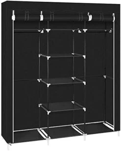 69"Portable Closet Wardrobe Storage Organizer Non-woven Fabric Cloth Storage Shelf With 9 Shelves & Movable Clothes Hanging Rod, Freestanding Wardrobe Armoire,Quick & Easy To Assemble (Brown) -Songmics Furniture Shop 41QSmFEhsIL. AC