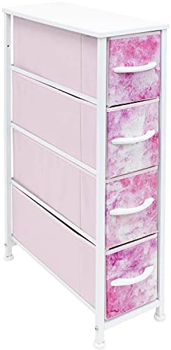 Sorbus Kids Narrow Dresser With 4 Drawers - Vertical Slim Storage Chest Of Drawers With Steel Frame, Wood Top & Easy Pull Fabric Bins For Small Spaces, Closets, Bedroom, Bathroom & Laundry