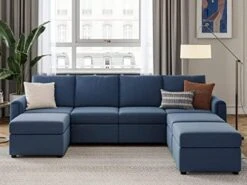 LINSY HOME Modular Sectional Sofa, Convertible U Shaped Sofa Couch With Storage, Memory Foam, Modular Sectionals With Ottomans, 6 Seat Sofa Set With Chaise For Living Room, Grey -Songmics Furniture Shop 41QZF3ek3cL. AC 1