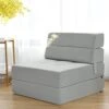 BestComfort Folding Chair Bed Floor Sofa Bed, Upholstered Guest Chaise Lounge Trifold Mattress For Bedroom Living Room Dorm Furniture, Video Gaming Sofa Bed Sleeper Convertible Chair (Gray) Grey