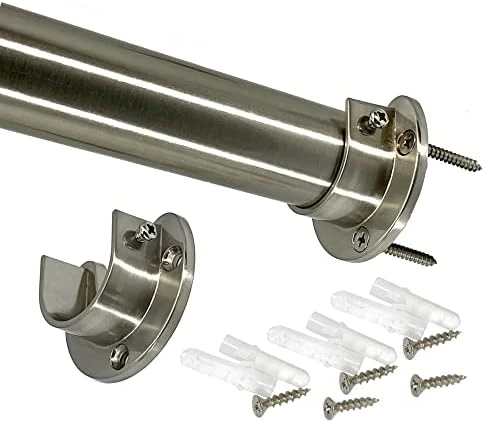 Desunia Custom Cut | Up To 72" | Heavy Duty Satin Nickel Closet Rod | 1 5/16" Dia. | W/Matching End Brackets 5 Desunia Custom Cut | Up To 72" | Heavy Duty Satin Nickel Closet Rod | 1 5/16" Dia. | W/Matching End Brackets - Image 5