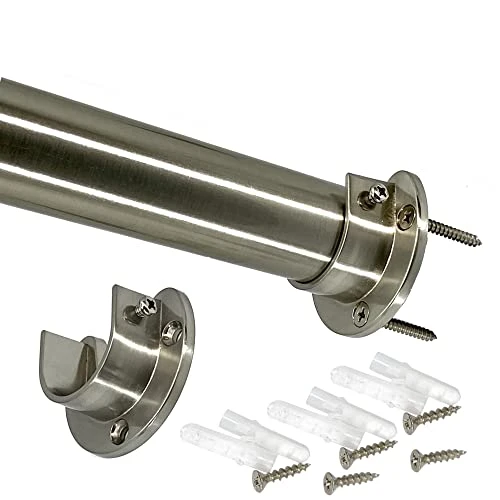 Desunia Custom Cut | Up To 72" | Heavy Duty Satin Nickel Closet Rod | 1 5/16" Dia. | W/Matching End Brackets 1 Desunia Custom Cut | Up To 72" | Heavy Duty Satin Nickel Closet Rod | 1 5/16" Dia. | W/Matching End Brackets