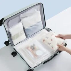 20 Pcs Resealable Travel Storage Bags, Plastic Ziplock Hospital Bag Frosted Packing Seal Shoe Pouch Waterproof Luggage Organiser For Clothes, Travel Essentials, Toiletries, Cosmetics (5 Size) -Songmics Furniture Shop 41QctV6xunL