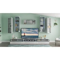 GENERIC Fever Center White Modern Contemporary MDF Lacquer Glass Doors 7 GENERIC Fever Center White Modern Contemporary MDF Lacquer Glass Doors -Songmics Furniture Shop 41QctlGN04L