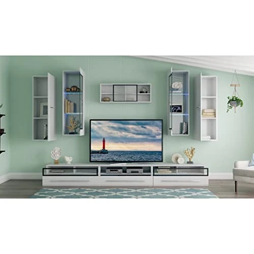 GENERIC Fever Center White Modern Contemporary MDF Lacquer Glass Doors 4 GENERIC Fever Center White Modern Contemporary MDF Lacquer Glass Doors - Image 4