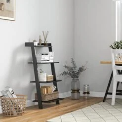 Tangkula 4 Tier Ladder Shelf, Leaning Bookshelf With Solid Wooden Frame, Anti-toppling Device, Anti-falling Baffle, Organizer Shelf, Open Shelving Unit For Home Office, 19.5 X 17.5 X 43 Inches (Black) 12 Tangkula 4 Tier Ladder Shelf, Leaning Bookshelf With Solid Wooden Frame, Anti-toppling Device, Anti-falling Baffle, Organizer Shelf, Open Shelving Unit For Home Office, 19.5 X 17.5 X 43 Inches (Black) -Songmics Furniture Shop 41Qd5DuQVoL