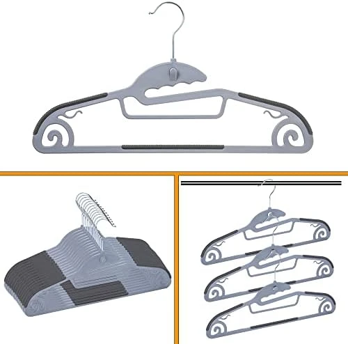 Cimlord 50PC Neck Saver Coat Hanger - Thin Space Saving Clothes Hangers With Non-Slip Rubber Pad, Closet Suit Hangers For Clothing, Pants, Jeans, Durable Plastic Gray Slim Hanger 7 Cimlord 50PC Neck Saver Coat Hanger - Thin Space Saving Clothes Hangers With Non-Slip Rubber Pad, Closet Suit Hangers For Clothing, Pants, Jeans, Durable Plastic Gray Slim Hanger - Image 7