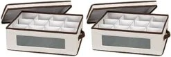 Household Essentials 534 Dinnerware Storage Box With Lid And Handles | Chest For Salad Plates | Natural Canvas With Brown Trim 24 Household Essentials 534 Dinnerware Storage Box With Lid And Handles | Chest For Salad Plates | Natural Canvas With Brown Trim -Songmics Furniture Shop 41Qdyo5XcNL. AC