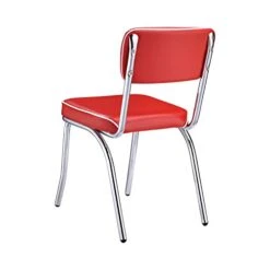 Retro Side Chairs With Black Cushion Chrome And Red (Set Of 2) 2450R -Songmics Furniture Shop 41Qj9WAColL