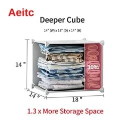 Aeitc Portable Wardrobe Closets 14"x18" Depth Bedroom Armoire, Clothes Storage Organizer With Doors, 8 Cubes, White -Songmics Furniture Shop 41QlV1yAHVS