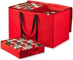 ZOBER Premium Large Carrying Christmas Ornament Storage Box With Clear Lid, 3" Compartment, Contains 10 Trays, Keeps 200 Holiday Ornaments & Xmas Accessories, Tear Proof Made Of 600D Oxford Fabric -Songmics Furniture Shop 41Qnu9TVY7L. AC