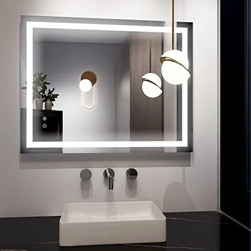 VENETIO Backlit LED Bathroom Mirror With Light And Anti Fog Design, 36x28 Inch Lighted Makeup Mirror, Large Wall Mounted Vanity Mirror For Housewarming Gift (Rectangle) 1 VENETIO Backlit LED Bathroom Mirror With Light And Anti Fog Design, 36x28 Inch Lighted Makeup Mirror, Large Wall Mounted Vanity Mirror For Housewarming Gift (Rectangle)