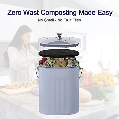 NALATI Nuovoo 1.3 Gal Compost Bin With Lid For Kitchen Countertop, Rust Proofw, Non Smell Filters (Grey) 7 NALATI Nuovoo 1.3 Gal Compost Bin With Lid For Kitchen Countertop, Rust Proofw, Non Smell Filters (Grey) - Image 7