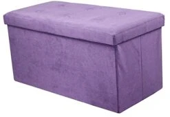 Sorbus Storage Ottoman Bench – Collapsible/Folding Bench Chest With Cover – Perfect Toy And Shoe Chest, Hope Chest, Pouffe Ottoman, Seat, Foot Rest, – Contemporary Faux Suede (Purple)