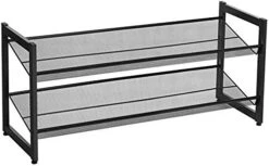 SONGMICS Shoe Rack, 2-Tier Stackable Shoe Storage Shelf, Flat Or Angled Shoe Organizer, Metal Shoe Tower Stand For Closet Entryway, Bronze -Songmics Furniture Shop 41R TXuDo6L. AC 1