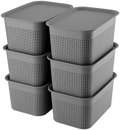 AREYZIN Plastic Storage Bins With Lid Set Of 6 Baskets For Organizing Container Lidded Organizer Shelves Drawers Desktop Closet Playroom Classroom Office, White 7 AREYZIN Plastic Storage Bins With Lid Set Of 6 Baskets For Organizing Container Lidded Organizer Shelves Drawers Desktop Closet Playroom Classroom Office, White - Image 7