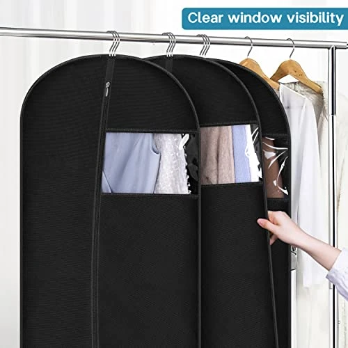 KIMBORA 10 Packs Garment Bags For Hanging Clothes, 43" Suit Bag For Closet Storage And Travel Suit Cover Bag For Coats, Jackets, Shirts (Black) 4 KIMBORA 10 Packs Garment Bags For Hanging Clothes, 43" Suit Bag For Closet Storage And Travel Suit Cover Bag For Coats, Jackets, Shirts (Black) - Image 4