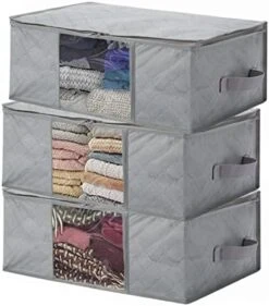 Clothes Storage Bag Foldable, LSNDEE Under Bed Clothing Storage Bags, Fabric Storage Box With Zips, Waterproof Thick Non-woven Closet Organizers, Used For Bedding Duvet Storage, 48 X 35 X 20 Cm, 3 Pack (Grey) 11 Clothes Storage Bag Foldable, LSNDEE Under Bed Clothing Storage Bags, Fabric Storage Box With Zips, Waterproof Thick Non-woven Closet Organizers, Used For Bedding Duvet Storage, 48 X 35 X 20 Cm, 3 Pack (Grey) -Songmics Furniture Shop 41R4CsVo0lL. AC