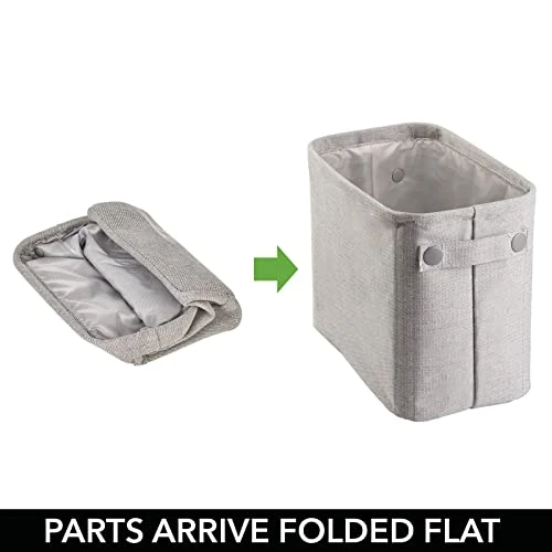 MDesign Narrow Fabric Storage Bin Basket With Handles For Bathroom Closet, Vanity, Cabinet, Cubby, Countertop, Tall Slim Baskets For Towels, Toilet Tissue, Crane Collection - Light Gray 3 MDesign Narrow Fabric Storage Bin Basket With Handles For Bathroom Closet, Vanity, Cabinet, Cubby, Countertop, Tall Slim Baskets For Towels, Toilet Tissue, Crane Collection - Light Gray - Image 3