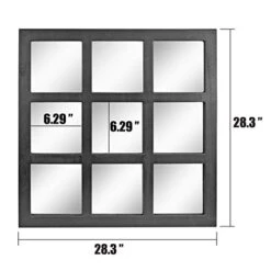 Stonebriar Square Rustic 9 Panel Window Pane Wall Mirror With Black Painted Wood Finish And Attached Mounting Brackets, 23.5" X 23.5" -Songmics Furniture Shop 41R8ll4sUvL