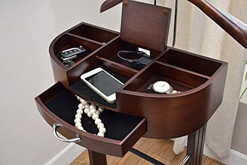 Proman Products Crescent Moon Valet Stand With Drawer, Top Tray, Contour Hanger, Trouser Bar, Tie & Belt Hooks And Shoe Rack - VL36546 4 Proman Products Crescent Moon Valet Stand With Drawer, Top Tray, Contour Hanger, Trouser Bar, Tie & Belt Hooks And Shoe Rack - VL36546 - Image 4