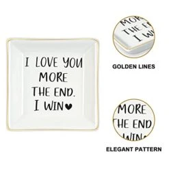 Gifts For Women Girlfriend Wife Couple Ring Holder I Love You More The End I Win Ring Dish Ceramic Jewelry Tray Best Gifts For Lover Couples Girlfriend Fiancee At Valentine's Day Anniversary Birthday Christmas Day -Songmics Furniture Shop 41RFDDHEdZL