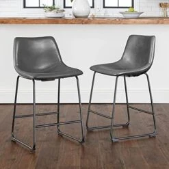 LEMBERI Faux Leather Dining Chairs Set Of 2, 18 Inch Kitchen & Dining Room Chairs,Mid Century Modern Dining Chairs With Backrest And Metal Legs, Comfortable Upholstered Seat Chairs (18,Black) -Songmics Furniture Shop 41RHRSpysZL. AC