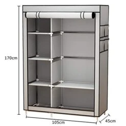 ACCSTORE Canvas Wardrobe Portable Wardrobe Clothes Storage With 6 Shelves And Hanging Rail,Grey -Songmics Furniture Shop 41RL7CGHHzL