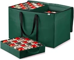 ZOBER Premium Large Carrying Christmas Ornament Storage Box With Clear Lid, 3" Compartment, Contains 10 Trays, Keeps 200 Holiday Ornaments & Xmas Accessories, Tear Proof Made Of 600D Oxford Fabric -Songmics Furniture Shop 41RLREUhsIL. AC