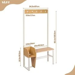 Entryway Coat Rack Shoe Bench, 4-in-1 Hall Tree Storage Bench, Organizer Entrance Storage Shelf Furniture With 5 Coat Hooks For Hallway Home Bedroom White 11 Entryway Coat Rack Shoe Bench, 4-in-1 Hall Tree Storage Bench, Organizer Entrance Storage Shelf Furniture With 5 Coat Hooks For Hallway Home Bedroom White -Songmics Furniture Shop 41RNSFcCcLL