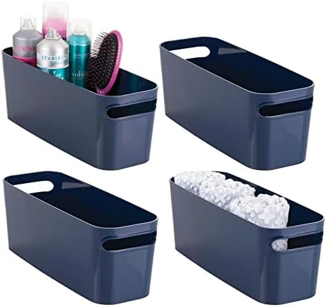 MDesign Deep Plastic Bathroom Bin With Handles, Storage Organizer For Vanity Countertop, Hold Soap, Body Wash, Shampoo, Lotion, Conditioner, Hand Towels - 10" Long, Aura Collection, 4 Pack, Light Pink 9 MDesign Deep Plastic Bathroom Bin With Handles, Storage Organizer For Vanity Countertop, Hold Soap, Body Wash, Shampoo, Lotion, Conditioner, Hand Towels - 10" Long, Aura Collection, 4 Pack, Light Pink - Image 9