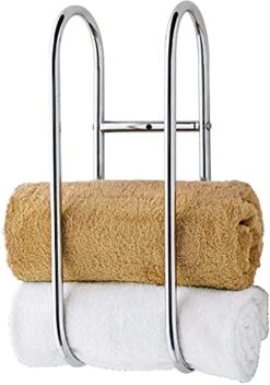 Wall Mounted Towel Rail Bathroom Storage Rail Modern Decorative Metal Wall Mount Towel Rack Organizer For Storage Of Bathroom Towels - Chrome/Steel