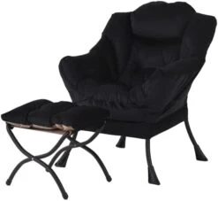 Welnow Lazy Chair With Ottoman, Modern Lounge Accent Chair With Armrests And A Side Pocket, Leisure Upholstered Sofa Chair Set, Reading Chair With Footrest For Small Space, Corner Chair, Dark Grey -Songmics Furniture Shop 41RTo cMSUL. AC