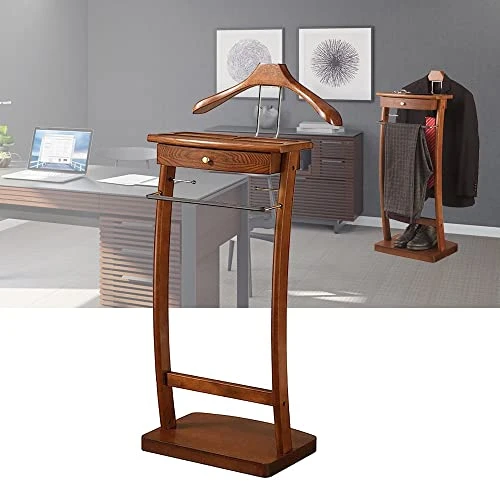 WPPTNSFY Suit Stands Butler Clothing Racks Wood Suit Valet Stand Clothes Rack With Base Floor Standing Suit Hanger Rack For Office Living Room Bed Room 44.4X30X112.2CM 1 WPPTNSFY Suit Stands Butler Clothing Racks Wood Suit Valet Stand Clothes Rack With Base Floor Standing Suit Hanger Rack For Office Living Room Bed Room 44.4X30X112.2CM