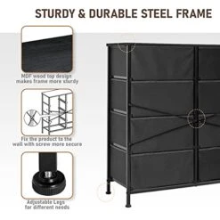 VredHom Fabric Dresser 8 Drawers Closets, Storage Chest Organizer Clothes & Nursery Storage Closets Tower With Steel Frame Wooden Top For Bedroom, Hallway, Entryway, Office (Grey) -Songmics Furniture Shop 41RcMOOWP0L