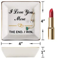 Mothers Day Gifts For Wife Gifts From Husband, Happy Anniversary - Romantic Wife Gifts For Her Wife, Best Wife Mothers Day Birthday Gifts, Ring Dish Holder, Jewelry Tray, Trinket Dish, I Love You More -Songmics Furniture Shop 41RhZONpYHL