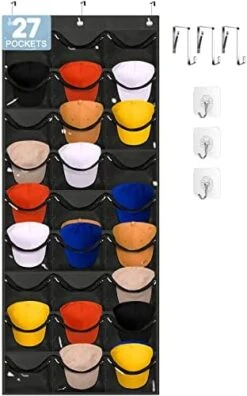 Owkjar 27 Large Pockets Hat Organizer For Baseball Caps,Hat Rack With 6 Hooks Over The Door Or Wall Multiple Caps Display Storage Racks,Hat Holder Organizer For Golf Sports Caps Organization 12 Owkjar 27 Large Pockets Hat Organizer For Baseball Caps,Hat Rack With 6 Hooks Over The Door Or Wall Multiple Caps Display Storage Racks,Hat Holder Organizer For Golf Sports Caps Organization -Songmics Furniture Shop 41RjJO6KckL. AC