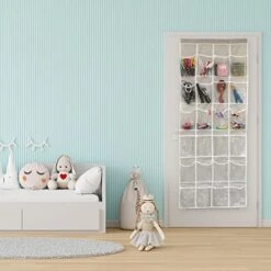 24 Pockets - SimpleHouseware Crystal Clear Over The Door Hanging Shoe Organizer, Gray (64'' X 19'') -Songmics Furniture Shop 41RoM0a9hAL