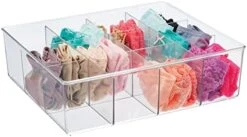 MDesign Plastic 12 Compartment Divided Drawer And Closet Storage Bin - Organizer For Scarves, Socks, Ties Bras, And Underwear - Dress Drawer Organizer, Shelf Organization - Lumiere Collection - Clear -Songmics Furniture Shop 41RoqKe5sKL. AC