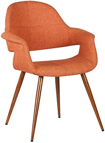 Armen Living Phoebe Dining Chair In Orange Fabric And Walnut Wood Finish 6 Armen Living Phoebe Dining Chair In Orange Fabric And Walnut Wood Finish - Image 6
