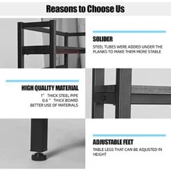 YGBH 5-Tier Kitchen Bakers Rack With Hutch,Coffee Station,Microwave Oven Stand,Utility Storage Rack For Home Office,Easy Assembly,Rustic Brown And Black (Black),JZWBL001,Small -Songmics Furniture Shop 41RrDwLaaGS