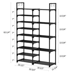 WOWLIVE 9 Tiers Shoe Rack Shoe Storage Shoe Organizer 30-35 Pairs Shoe Tower Unit Shelf Durable Metal Pipes With Plastic Connectors Stackable Cabinet Black(SSS2B9) 9 WOWLIVE 9 Tiers Shoe Rack Shoe Storage Shoe Organizer 30-35 Pairs Shoe Tower Unit Shelf Durable Metal Pipes With Plastic Connectors Stackable Cabinet Black(SSS2B9) -Songmics Furniture Shop 41RvE1Bk49S