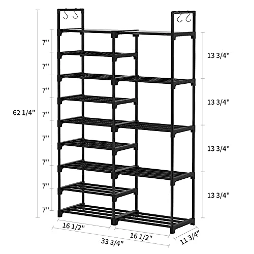 WOWLIVE 9 Tiers Shoe Rack Shoe Storage Shoe Organizer 30-35 Pairs Shoe Tower Unit Shelf Durable Metal Pipes With Plastic Connectors Stackable Cabinet Black(SSS2B9) 4 WOWLIVE 9 Tiers Shoe Rack Shoe Storage Shoe Organizer 30-35 Pairs Shoe Tower Unit Shelf Durable Metal Pipes With Plastic Connectors Stackable Cabinet Black(SSS2B9) - Image 4