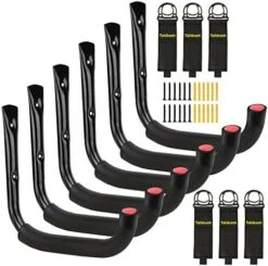 Tahikem 6 Set Garage Hooks Wall Mount, 7 Inch Large Wall Hook, Utility Storage Hook, Extension Cord Hanger, Heavy Duty Garage Hooks, Wall Hooks For Hanging Ladder Mowers Cable Bracket - Black J Hooks 10 Tahikem 6 Set Garage Hooks Wall Mount, 7 Inch Large Wall Hook, Utility Storage Hook, Extension Cord Hanger, Heavy Duty Garage Hooks, Wall Hooks For Hanging Ladder Mowers Cable Bracket - Black J Hooks -Songmics Furniture Shop 41S08KajVL. AC